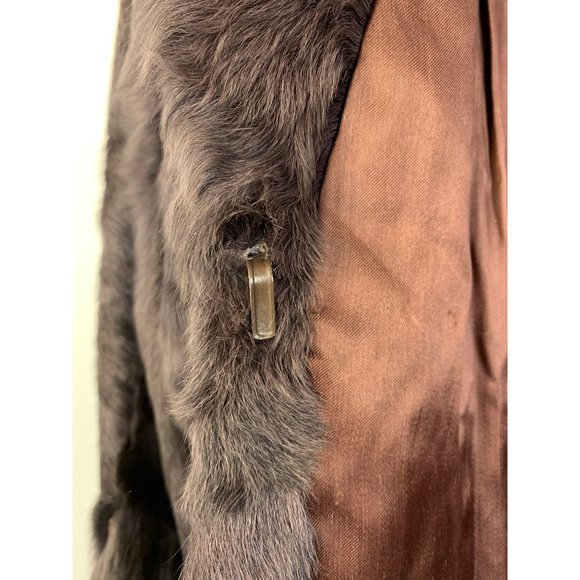 80s VTG JKI Full Length Genuine Fur Coat Rabbit Brown Purple Large Rustic 6754 - Picture 7 of 16
